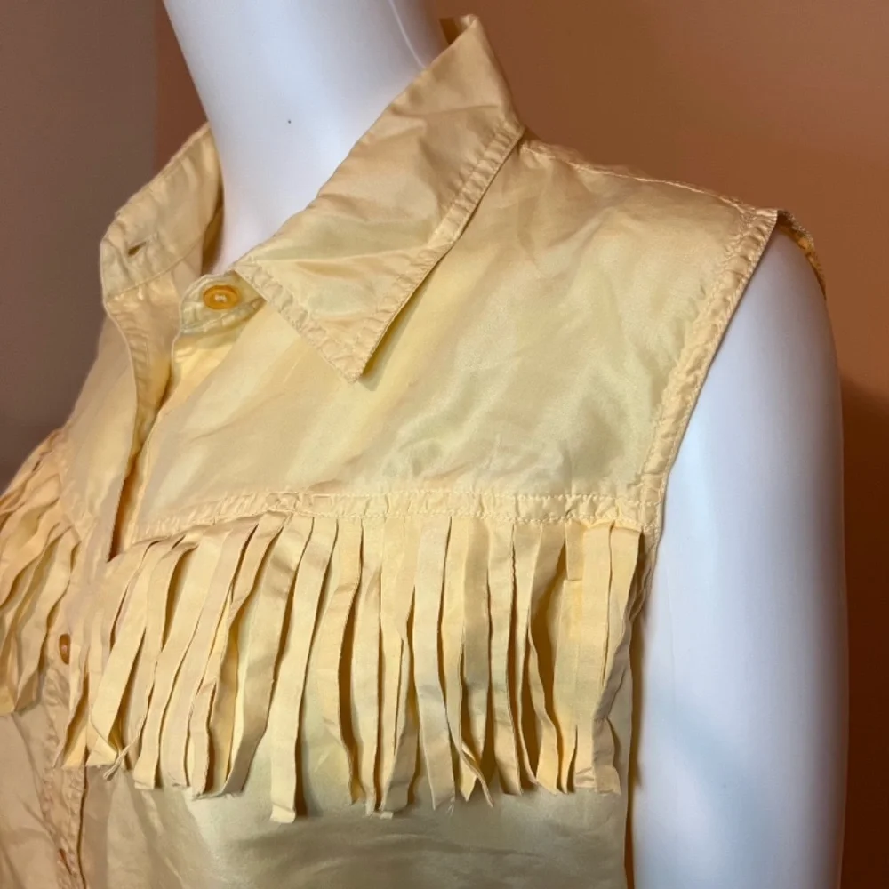 💯% Silk Soft Western Style Frill Button Down - Picture 4 of 10